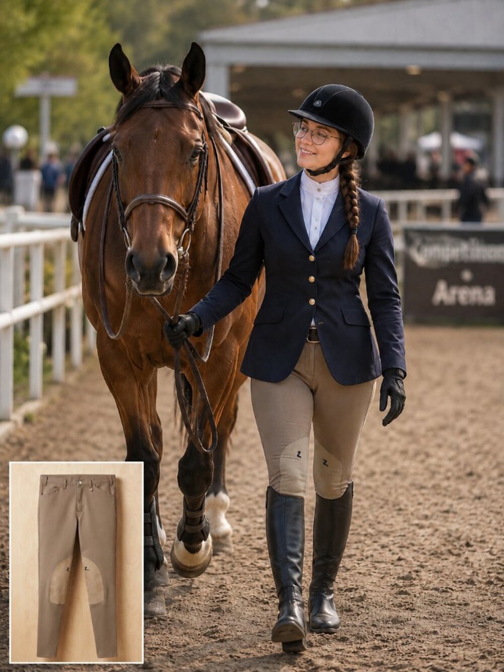 Horze Women’s Size Small Equestrian Riding Breeches Brown Knee Patch NWOT